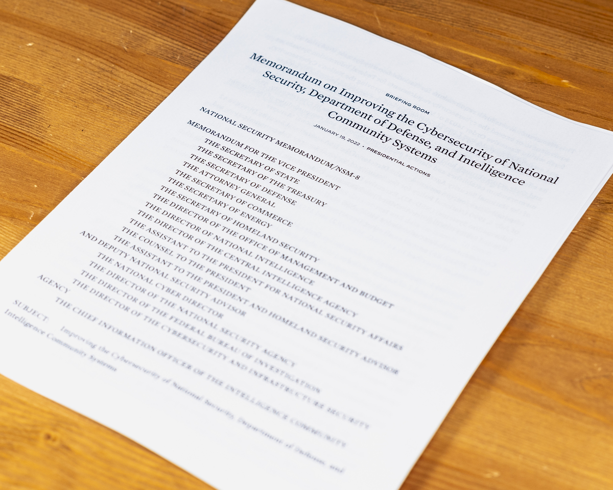 Printed Memorandum on Improving Federal Cybersecurity Systems