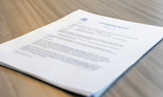 Printed OMB Memorandum out of focus Printed OMB Memorandum out of focus