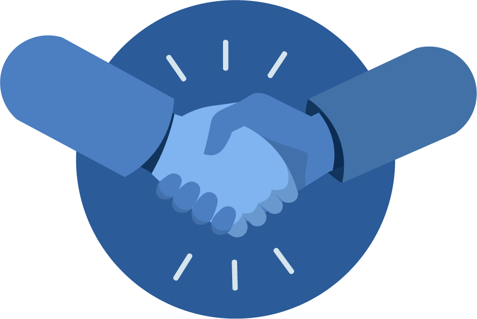 Blue circle with blue handshake