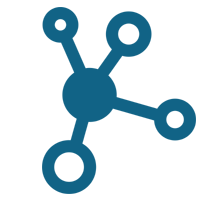 Blue circle with open circles attached 