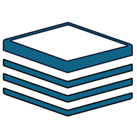 Blue and white stacked rectangles