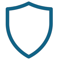 White shield with blue outline icon